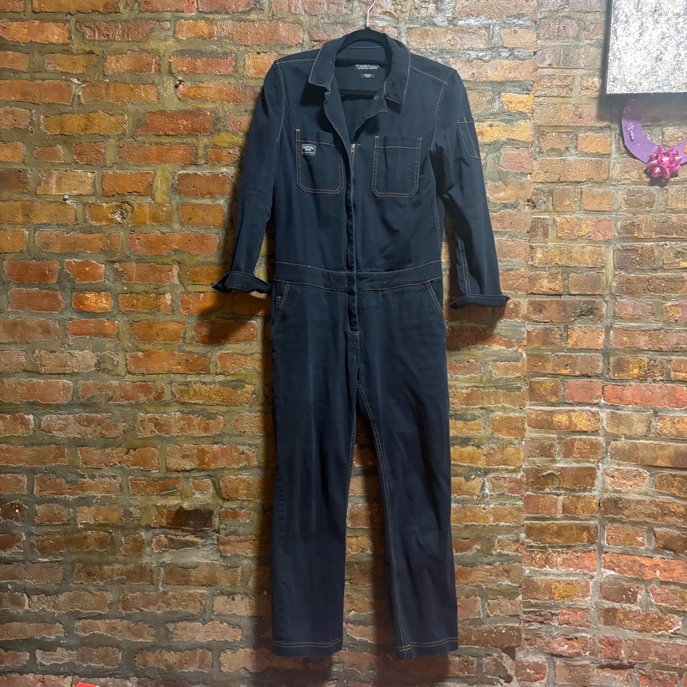 WILDFANG THE ESSENTIAL LONG SLEEVE COVERALL - S - NAVY DENIM - Picture 6 of 14